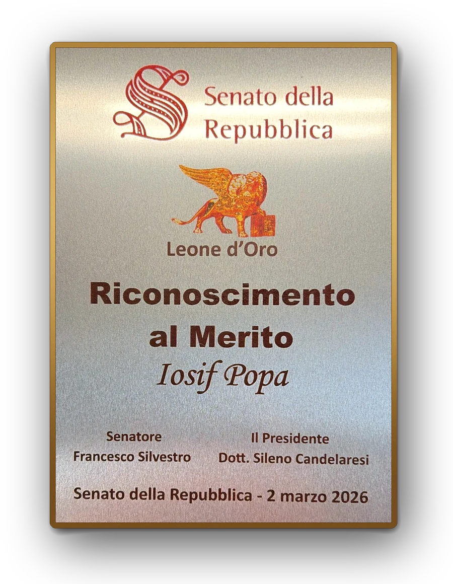 Leone d'Oro — Riconoscimento al Merito del Senato della Repubblica conferito a Iosif Popa il 2 marzo 2026